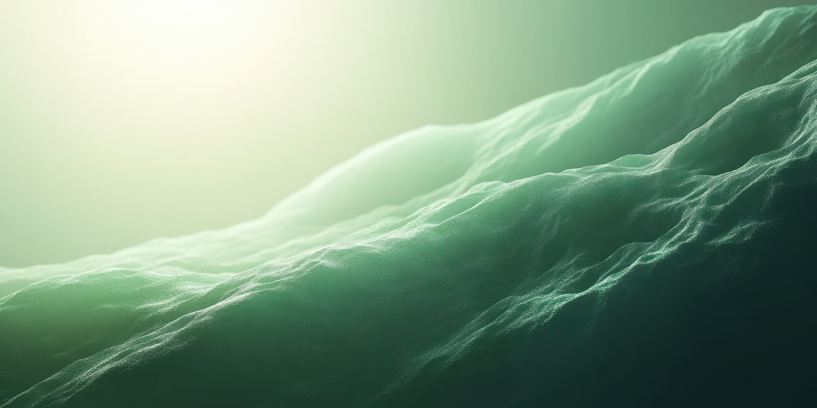 Ethereal waves of turquoise water illuminated by soft sunlight in an underwater landscape